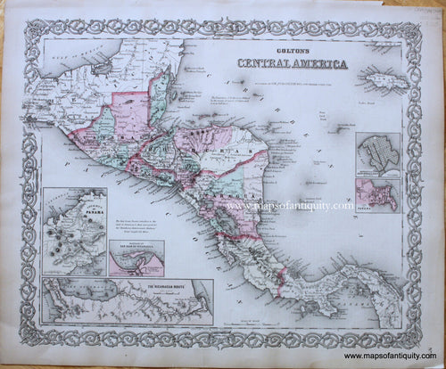 Antique-Hand-Colored-Map-Colton's-Central-America-Central-America--1873-Colton-Maps-Of-Antiquity