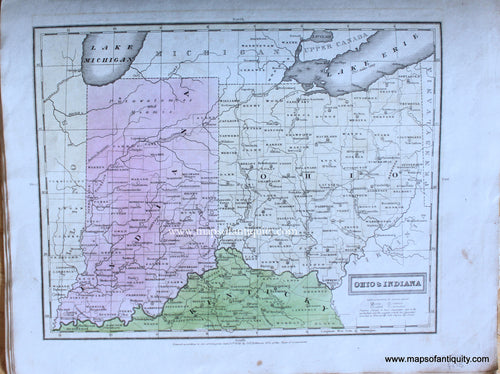 Genuine-Antique-Map-Ohio-&-Indiana-1830-E.-Huntington-/-D.F.-Robinson-&-Co.-Maps-Of-Antiquity