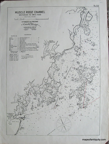 Black-and-White-Antique-Nautical-Chart-Muscle-Ridge-Channel-Whitehead-to-Owls-Head-United-States-Northeast-c.-1915-Eldridge-Maps-Of-Antiquity