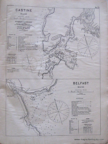 Black-and-White-Antique-Nautical-Chart-Castine-Maine-and-Belfast-Maine-United-States-Northeast-1909-Eldridge-Maps-Of-Antiquity
