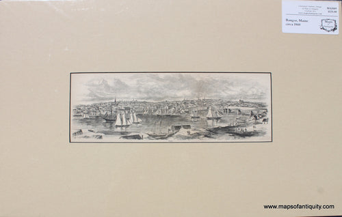 Black-and-White-Antique-Illustration-Bangor.-****-Maine-Maritime-Prints-circa-1860--Maps-Of-Antiquity