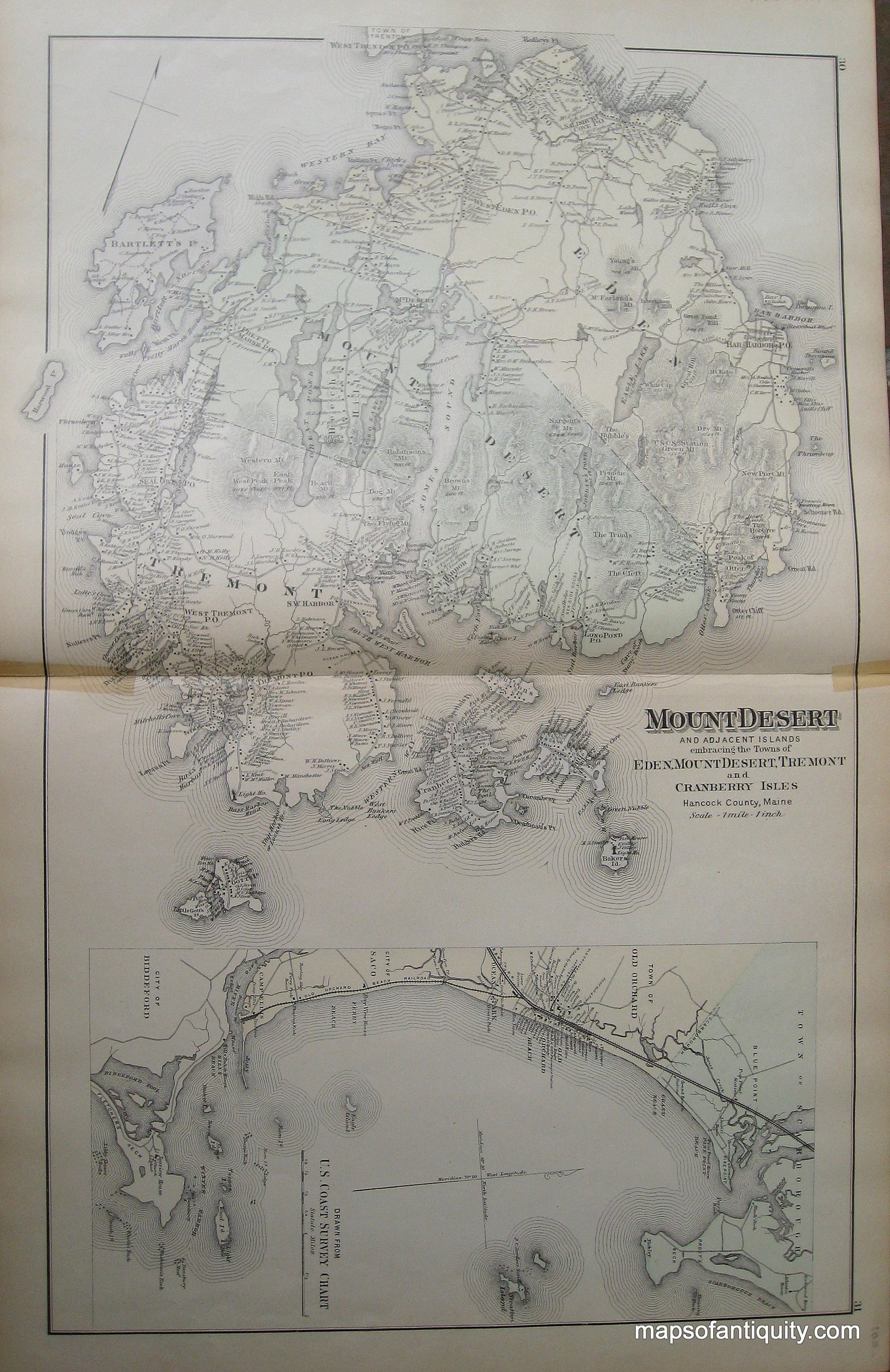 1884 - Mount Desert, Maine **SOLD** - Antique Map