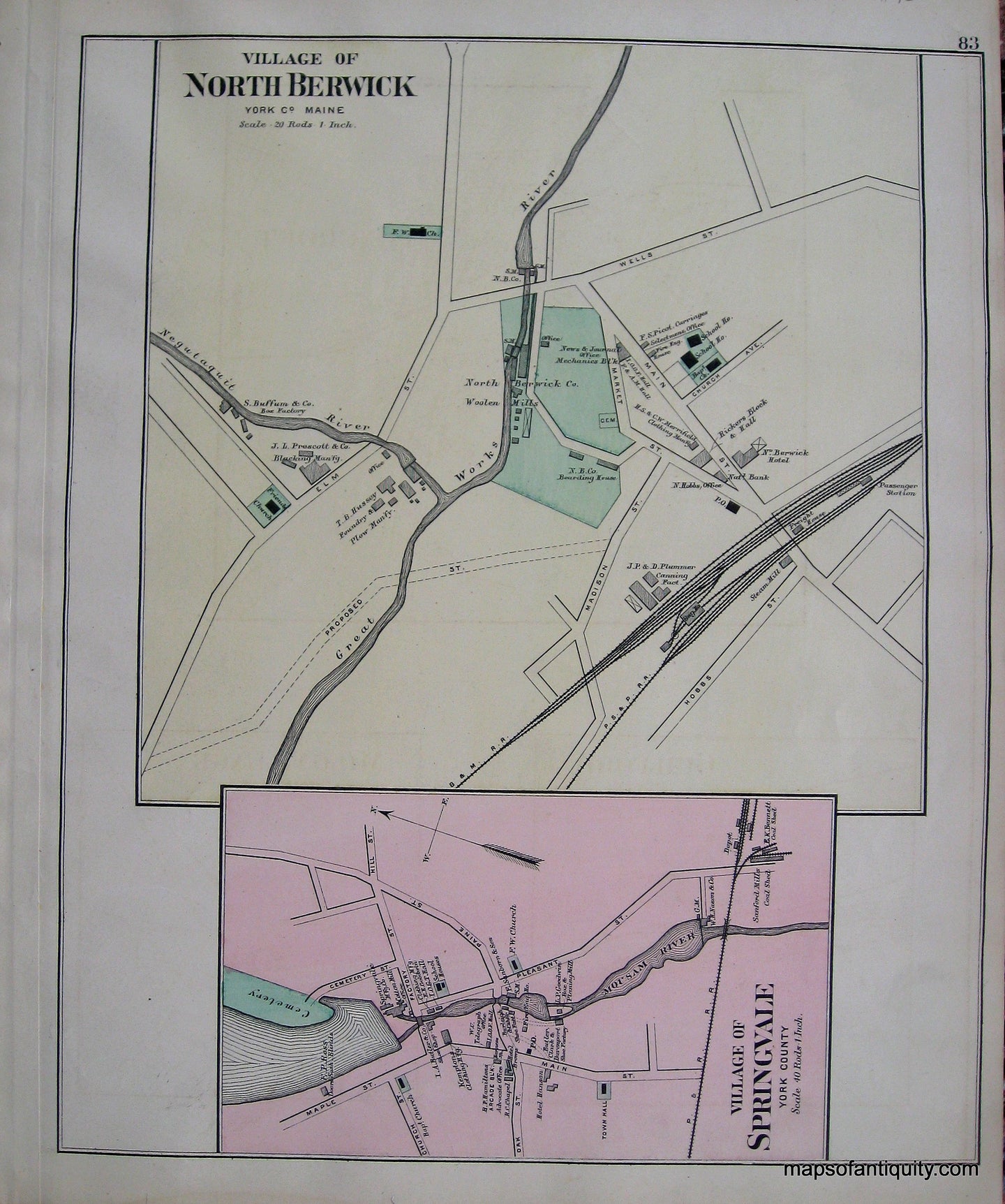 Antique-Maps-Villages-of-North-Berwick-Springvale-Maine