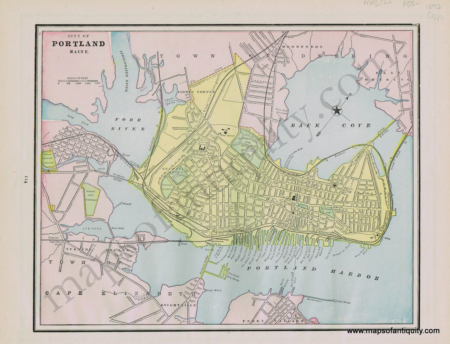 Antique-Maps-City-of-Portland-Maine-St.-Joseph-Missouri