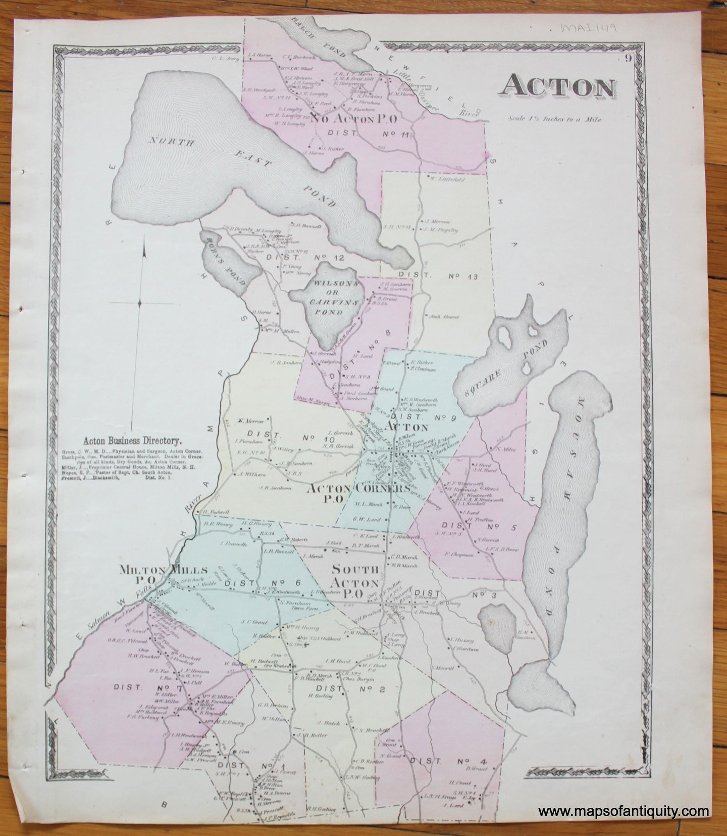 Acton-York-County-Maine-Antique-Map-1872-Sanford-Everts-1870s-1800s-19th-century-Maps-of-Antiquity