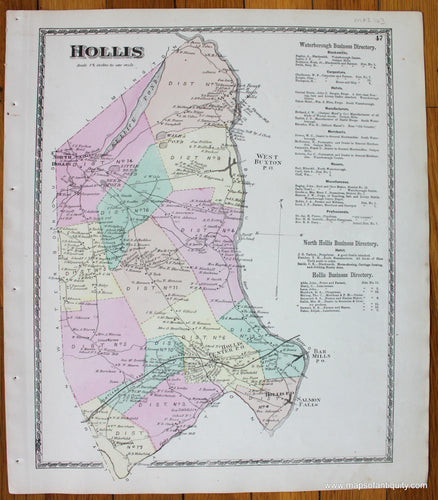 Hollis-York-County-Maine-Antique-Map-1872-Sanford-Everts-1870s-1800s-19th-century-Maps-of-Antiquity