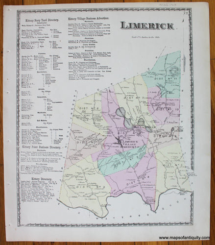 Limerick-York-County-Maine-Antique-Map-1872-Sanford-Everts-1870s-1800s-19th-century-Maps-of-Antiquity