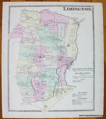 Limington-York-County-Maine-Antique-Map-1872-Sanford-Everts-1870s-1800s-19th-century-Maps-of-Antiquity