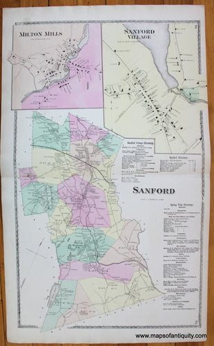 Sanford-Sanford-Village-Milton-Mills-York-County-Maine-Antique-Map-1872-Sanford-Everts-1870s-1800s-19th-century-Maps-of-Antiquity