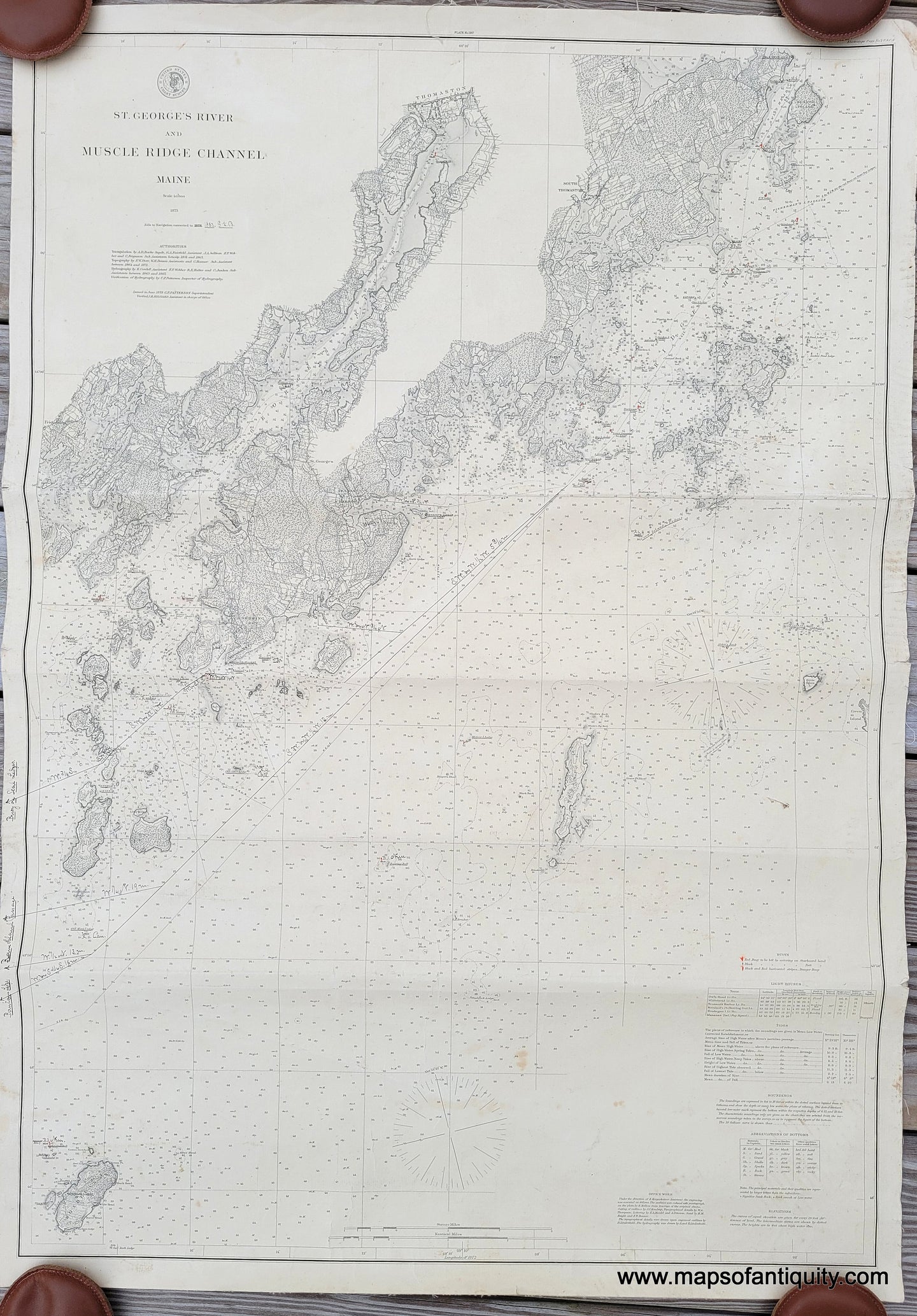 MAI190A-Antique-Nautical-Chart-St-Georges-River-and-Muscle-Ridge-Channel-United-States-Maine-1878-US-Coast-Survey-Maps-Of-Antiquity