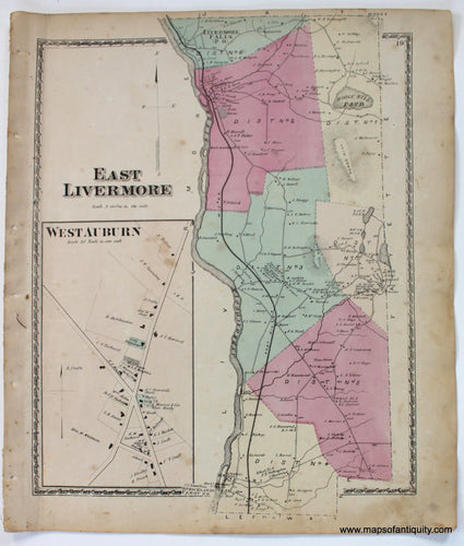 Antique-Map-East-Livermore-West-Auburn-Androscoggin-Co.-County-Maine-Town-Towns-Sanford-Everts-1873-1870s-1800s-Mid-Late-19th-Century-Maps-of-Antiquity