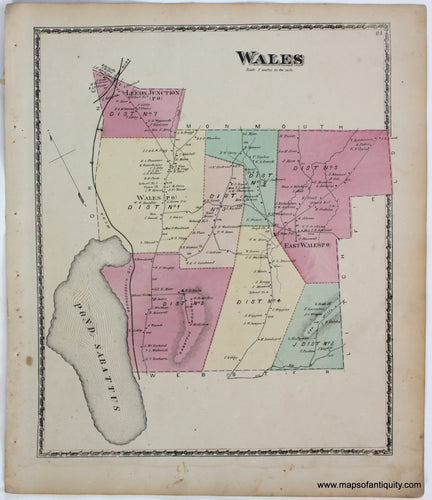 Antique-Map-Wales-Androscoggin-Co.-County-Maine-Town-Towns-Sanford-Everts-1873-1870s-1800s-Mid-Late-19th-Century-Maps-of-Antiquity