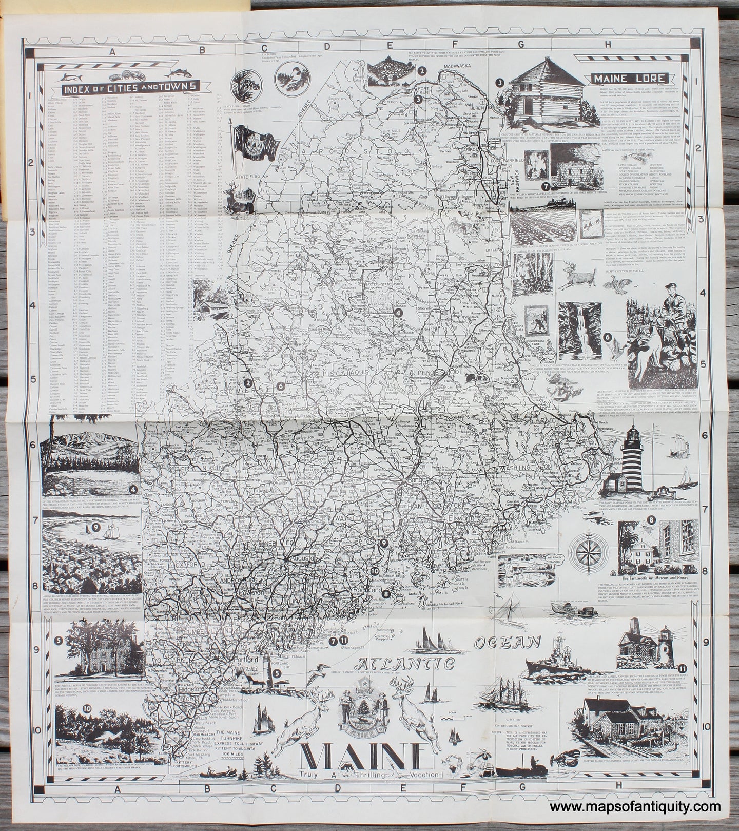 Genuine-Vintage-Map-Maine-Truly-a-Thrilling-Vacation--1967-New-England-Map-Company-Maps-Of-Antiquity