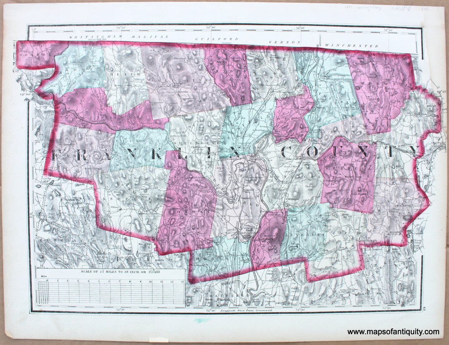 1871 - Franklin County Massachusetts. - Antique Map