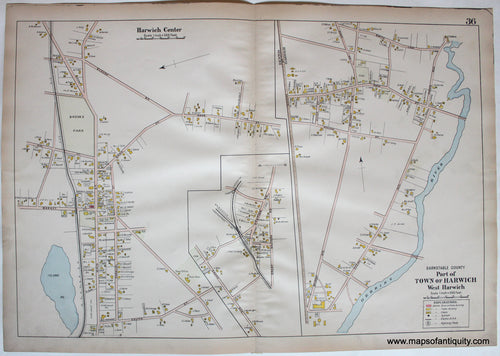 Antique-Map-Harwich-Center-&-West-Harwich-Massachusetts-Walker-Barnstable-County-1906-Maps-of-Antiquity