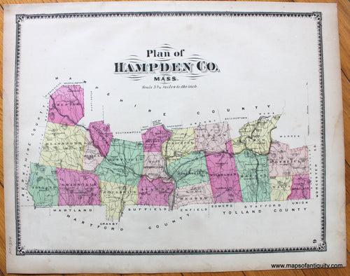 Antique-Hand-Colored-Map-Plan-of-Hampden-County-Mass.-p.-6-(MA)--Massachusetts-Hampden-County-1870-Beers-Ellis-and-Soule-Maps-Of-Antiquity