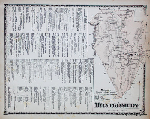Antique-Hand-Colored-Map-Montgomery-p.-13-(MA)-Massachusetts-Hampden-County-1870-Beers-Ellis-and-Soule-Maps-Of-Antiquity