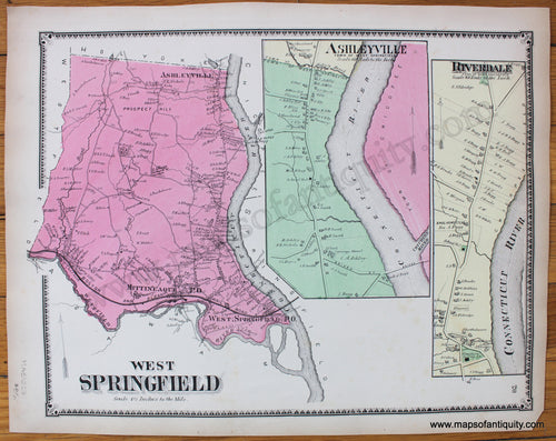 Antique-Hand-Colored-Map-West-Springfield-Ashleyville-Riverdale-p.-20-(MA)--Massachusetts-Hampden-County-1870-Beers-Ellis-and-Soule-Maps-Of-Antiquity