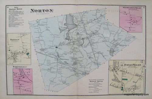 Antique-Hand-Colored-Map-Norton-Barrowsville-Winnicunnett-Village-Furnace-Village-pp.-16-17-(MA)-Massachusetts-Bristol-County-1871-Beers-Maps-Of-Antiquity