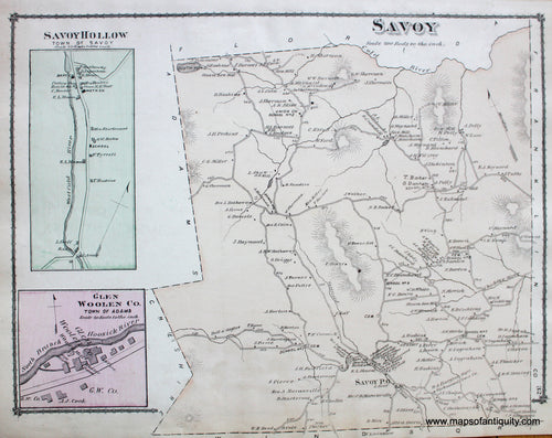 Antique-Hand-Colored-Map-Savoy-p.-32-(MA)-United-States-Northeast-1876-Beers-Maps-Of-Antiquity