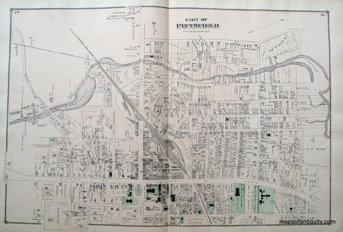 Antique-Hand-Colored-Map-Part-of-Pittsfield-pp.-49-50-(MA)-United-States-Northeast-1876-Beers-Maps-Of-Antiquity