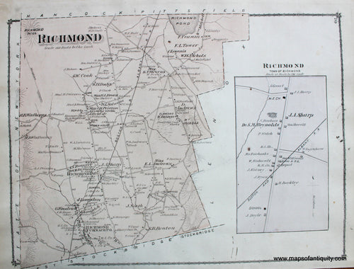 Antique-Hand-Colored-Map-Richmond-p.-70-(MA)-United-States-Northeast-1876-Beers-Maps-Of-Antiquity