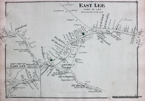 Antique-Hand-Colored-Map-East-Lee-p.-85-(MA)-United-States-Northeast-1876-Beers-Maps-Of-Antiquity