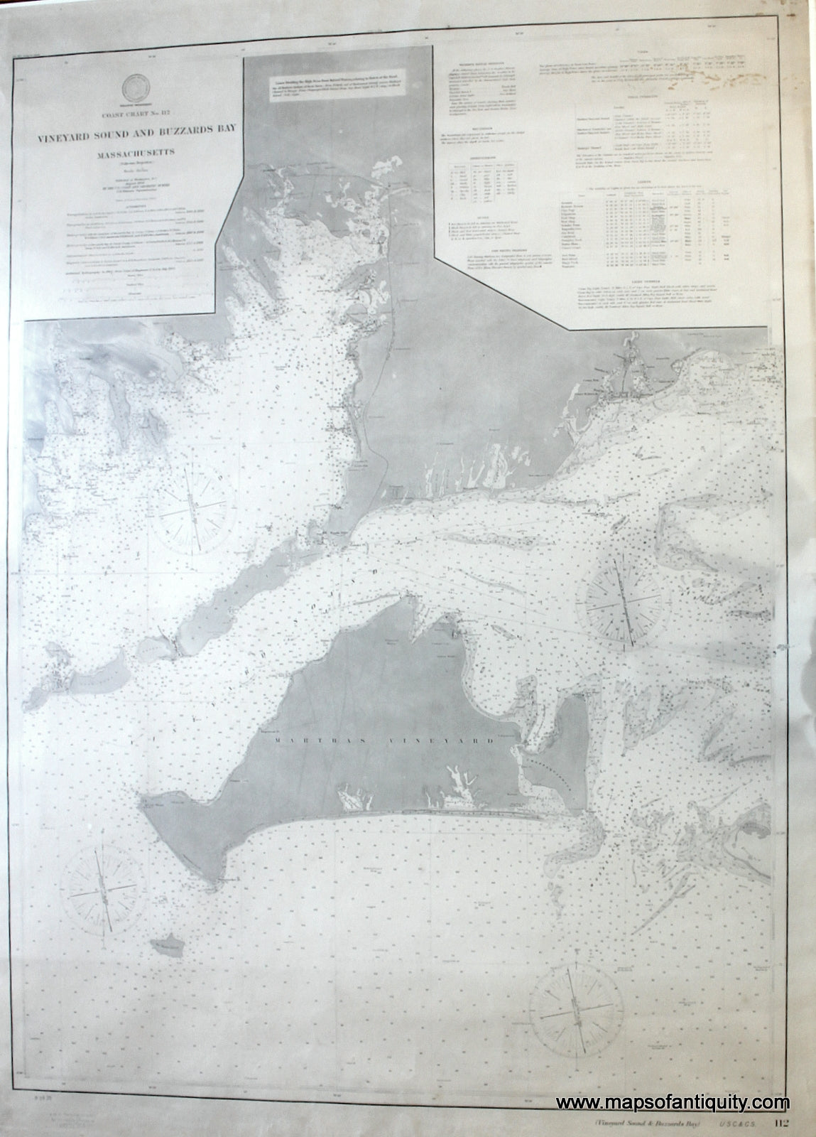 Antique-Nautical-Chart-Coast-Chart-No.-112-Vineyard-Sound-and-Buzzard's-Bay-Massachusetts-Cape-Cod-and-Islands-Nautical-1901-U.S.-Coast-Survey-Maps-Of-Antiquity