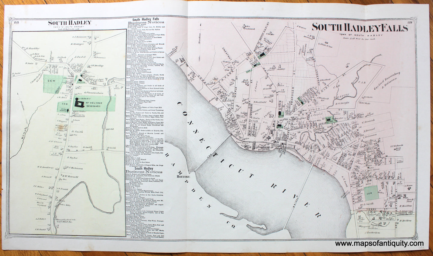 Antique-Map-South-Hadley-South-Hadley-Falls-pp.-88-89