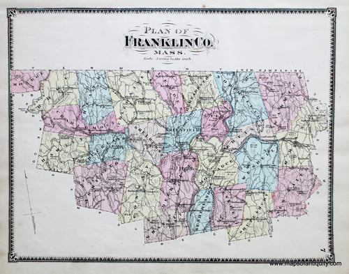 Antique-Hand-Colored-Map-Plan-of-Franklin-County-Mass.-p.-7-Massachusetts-Franklin-County-1871-Beers-Maps-Of-Antiquity