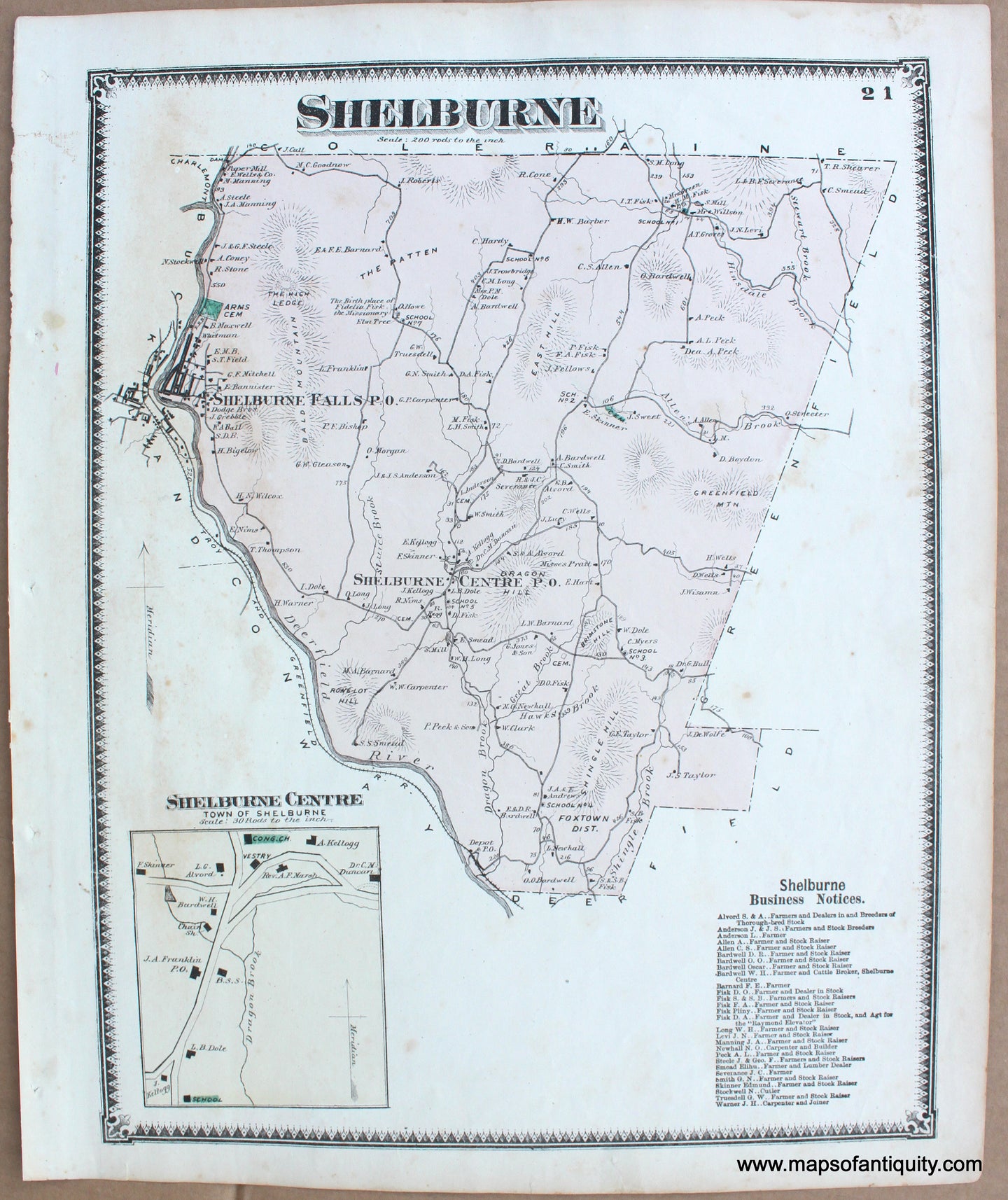 1871 - Shelburne p. 21 (MA) - Antique Map