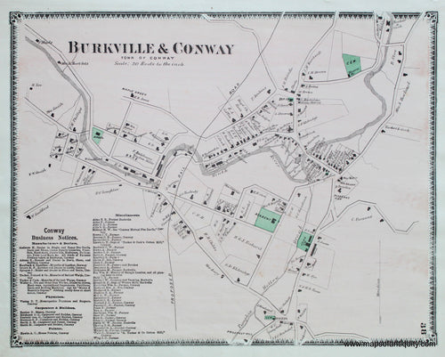 Antique-Hand-Colored-Map-Burkville-and-Conway-p.-38-(MA)-Massachusetts-Franklin-County-1871-Beers-Maps-Of-Antiquity