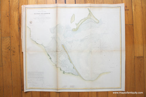 1854 - Preliminary Chart of Plymouth Harbor Massachusetts - Antique Chart