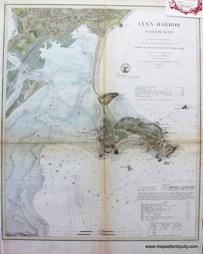 Antique-Coastal-Report-Chart-Lynn-Harbor-Massachusetts-North-Shore-1859-U.S.-Coast-Survey-Maps-Of-Antiquity