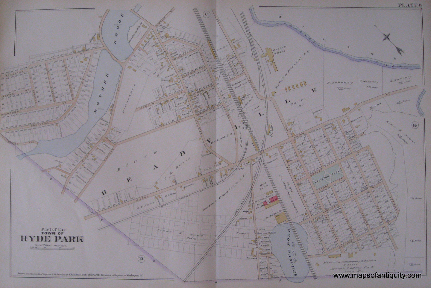 Antique-Map-Part-of-the-Town-of-Hyde-Park-MA-Plate-9