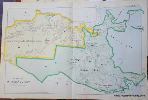 Antique-Map-Towns-of-Milton-and-Quincy-MA-Massachusetts-Robinson-1888-Plate-14