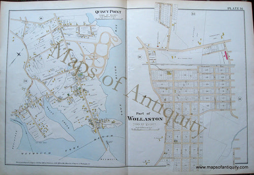 Antique-Map-Part-of-Wollaston-Town-of-Quincy-and-Quincy-Point-MA-Plate-16