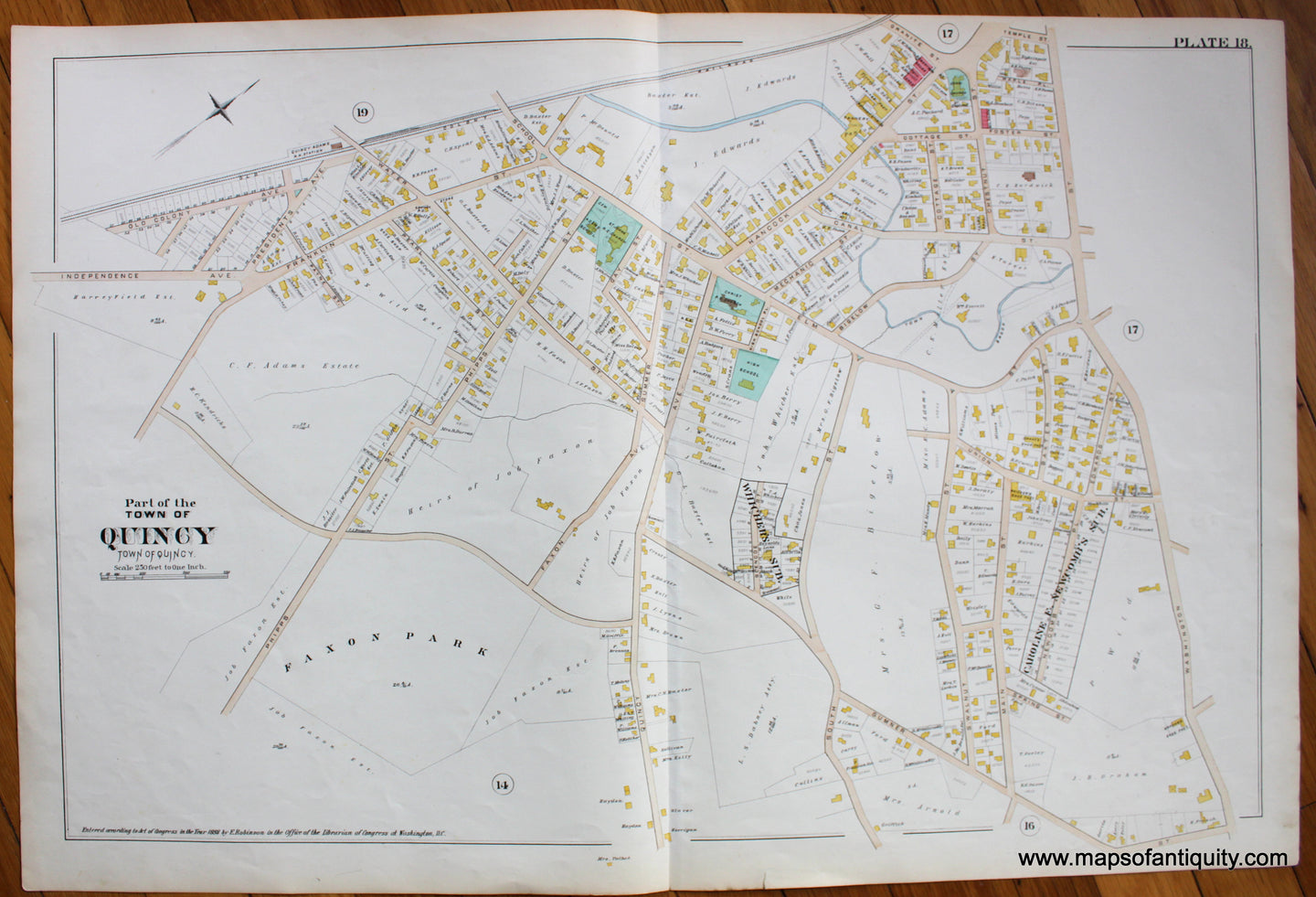 Antique-Map-Part-of-the-Town-of-Quincy-MA-Plate-18