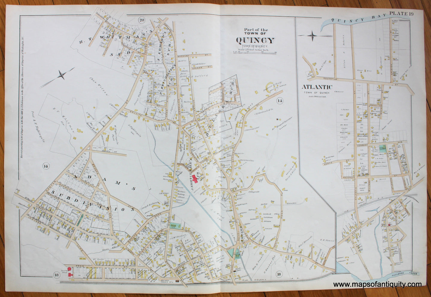 Antique-Map-Part-of-the-Town-of-Quincy-MA-Plate-19