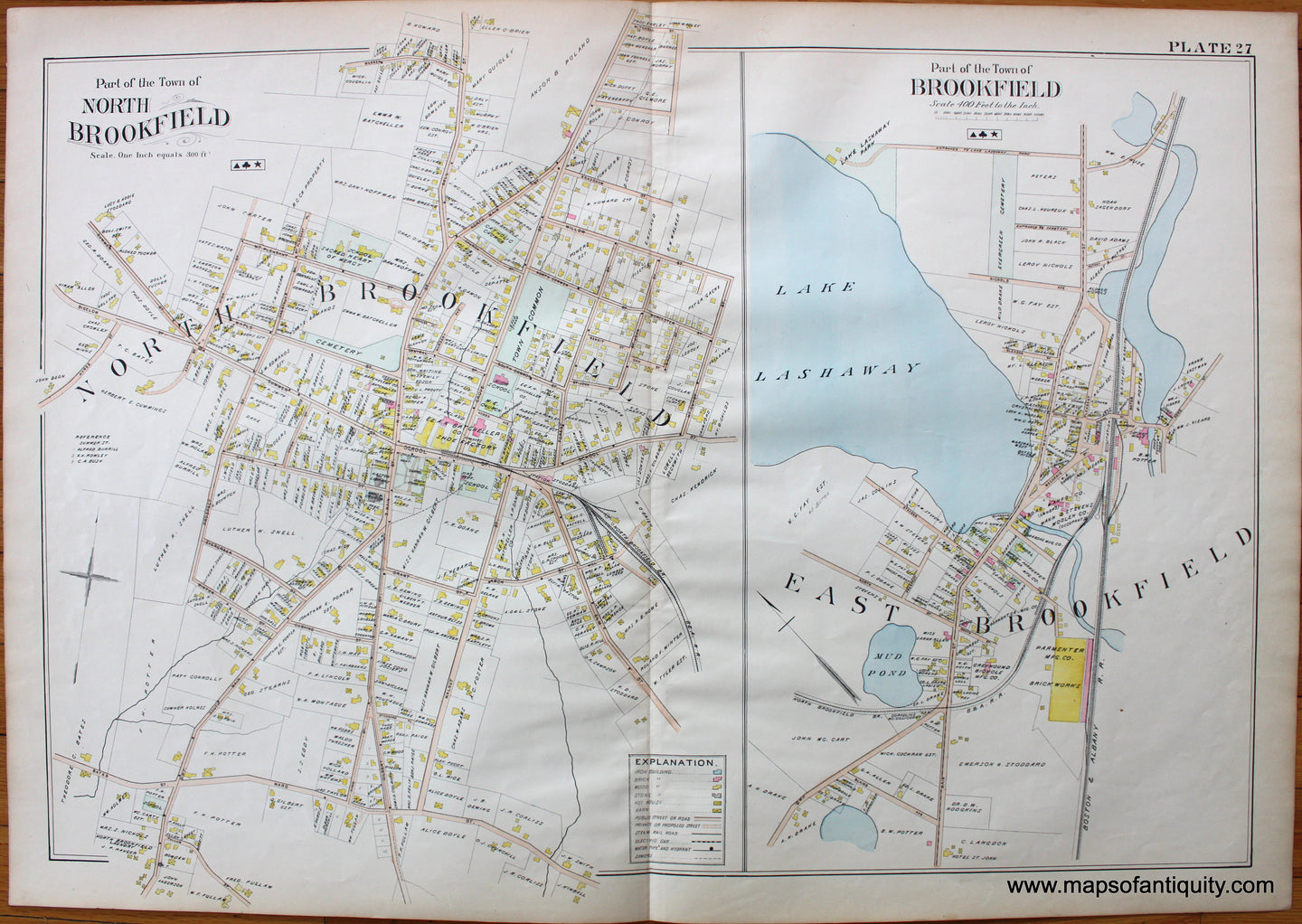 Antique-Map-Part-of-the-Town-of-North-Brookfield-Brookfield-East-Brookfield-Plate-27