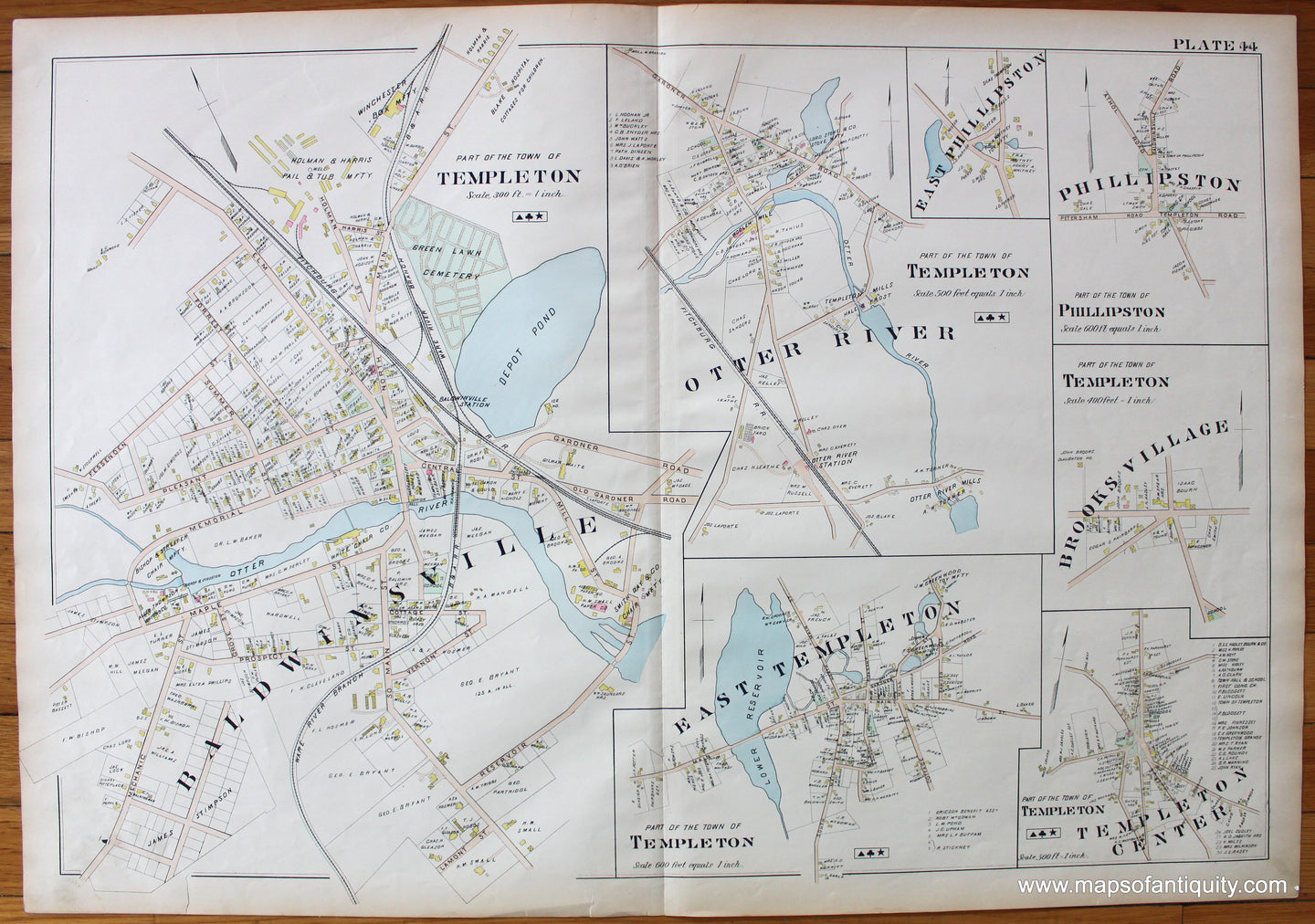 Antique-Map-Part-of-the-Town-of-Templeton-Phillipston-Baldwinsville-Plate-44
