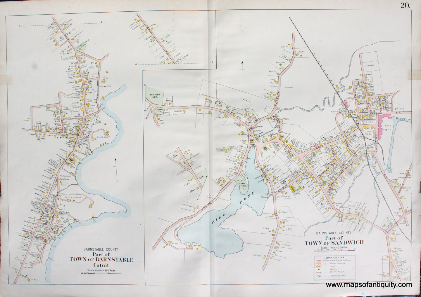 Antique-Hand-Colored-Map-Cotuit-(Part-of-the-Town-of-Barnstable)-Part-of-the-Town-of-Sandwich-Page-20-(MA)-Massachusetts-Cape-Cod-and-Islands-1906-Walker-Maps-Of-Antiquity