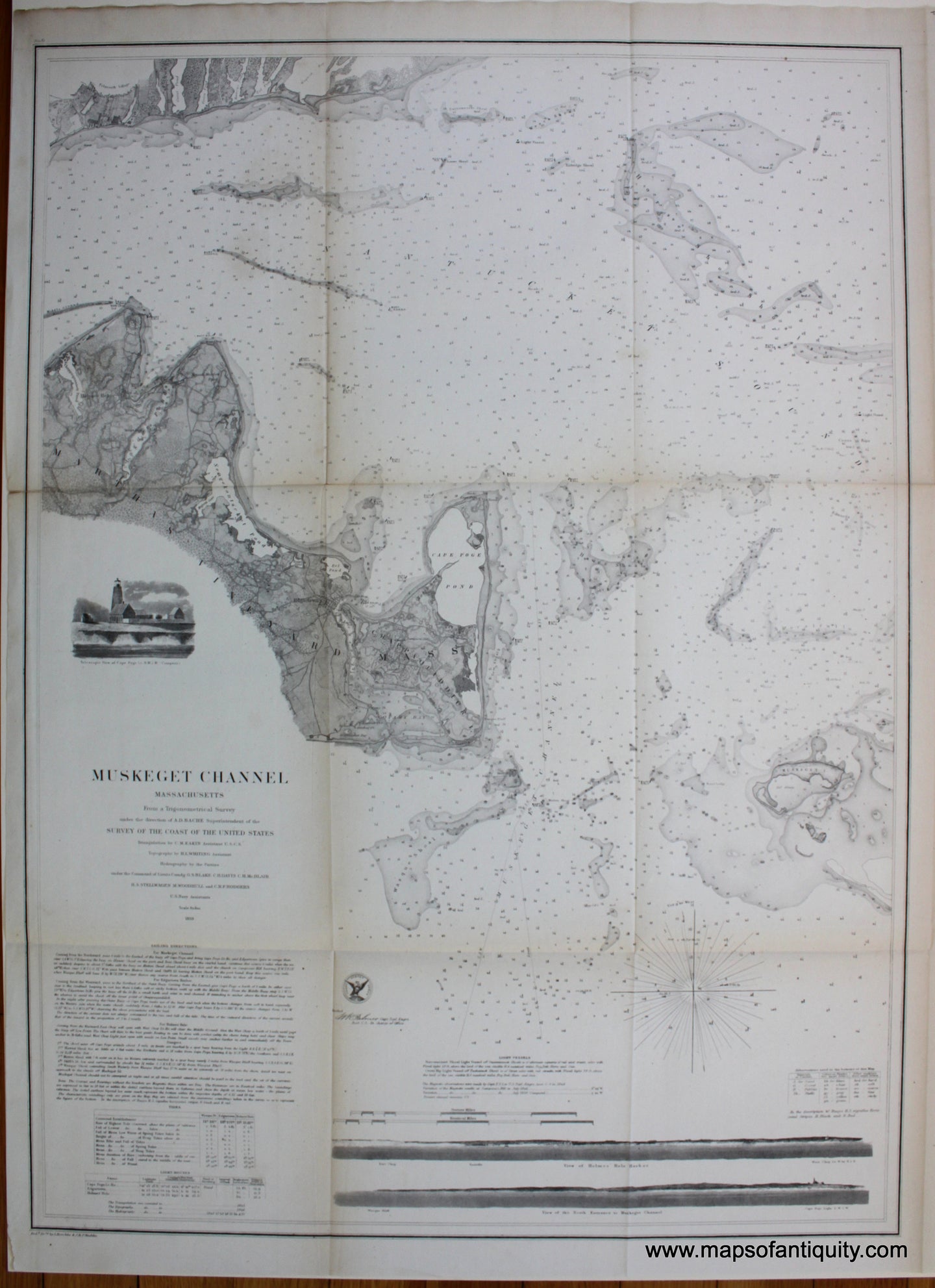 Antique-Coastal-Report-Chart-Muskeget-Channel-Massachusetts-US-Massachusetts-Cape-Cod-and-Islands-1859-U.S.-Coast-Survey-Maps-Of-Antiquity