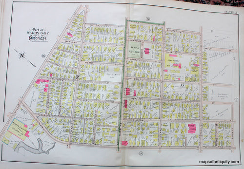 Antique-Hand-Colored-Map-City-of-Cambridge-MA-Part-of-Wards-6-&-7-Dana-Square-US-Massachusetts-Cambridge-1903-Bromley-Maps-Of-Antiquity