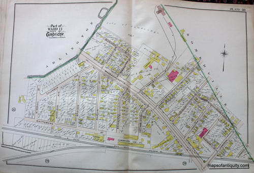 Antique-Hand-Colored-Map-City-of-Cambridge-MA-Part-of-Ward-11-US-Massachusetts-Cambridge-1903-Bromley-Maps-Of-Antiquity