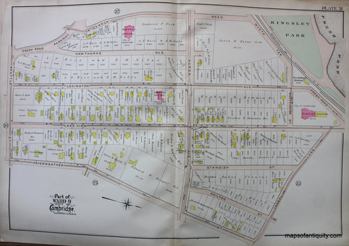 Antique-Hand-Colored-Map-City-of-Cambridge-MA-Part-of-Ward-9-Kingsley-Park-US-Massachusetts-Cambridge-1903-Bromley-Maps-Of-Antiquity