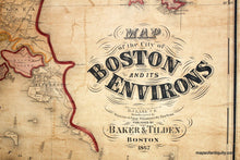 Load image into Gallery viewer, 1867 - Boston And Its Environs Wall Map - Antique Map
