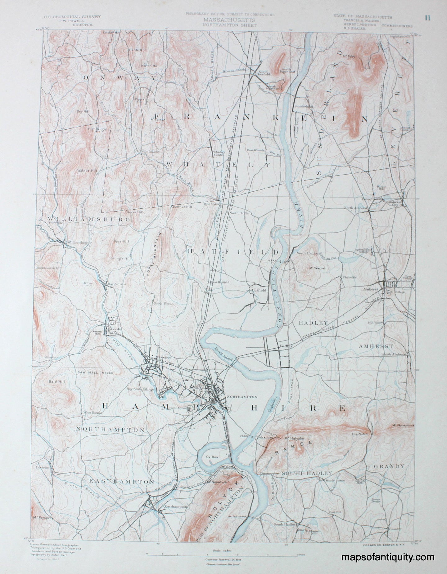 Topographical-Map-MA-Northampton-sheet-antique-topo-map-United-States-Massachusetts-General-1890-USGS-Maps-Of-Antiquity