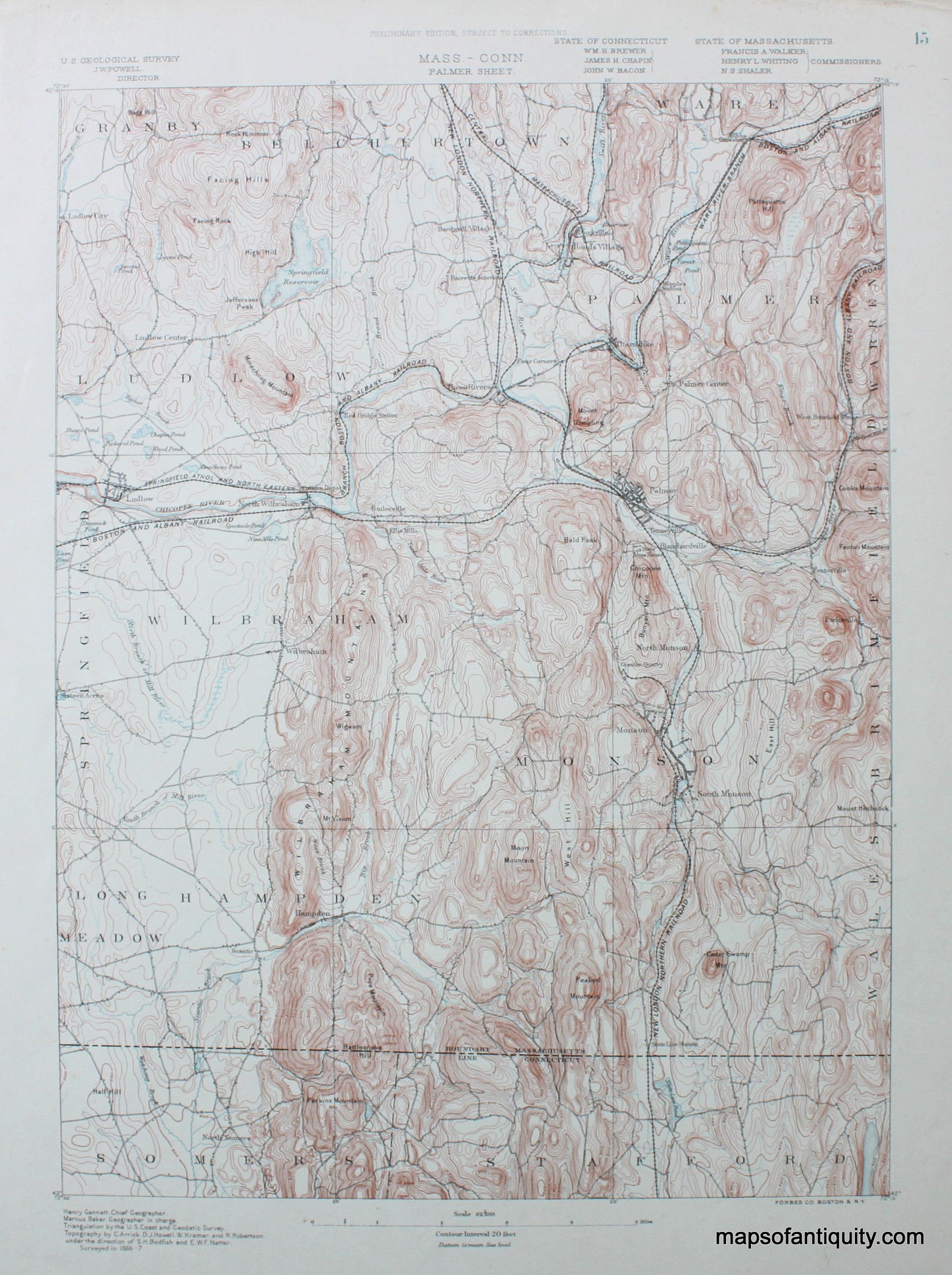 Topographical-Map-MA/CT-Palmer-sheet-antique-topo-map-United-States-Massachusetts-General-1890-USGS-Maps-Of-Antiquity