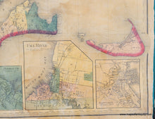 Load image into Gallery viewer, Massachusetts-Topographic-State-Wall-Map-Fragment-1861-Walling-Nantucket-Martha&#39;s-Vineyard-Cape-Cod-Buzzards-Bay-Plymouth-Accushnet-Antique-1860s-1800s-19th-century-Maps-of-Antiquity

